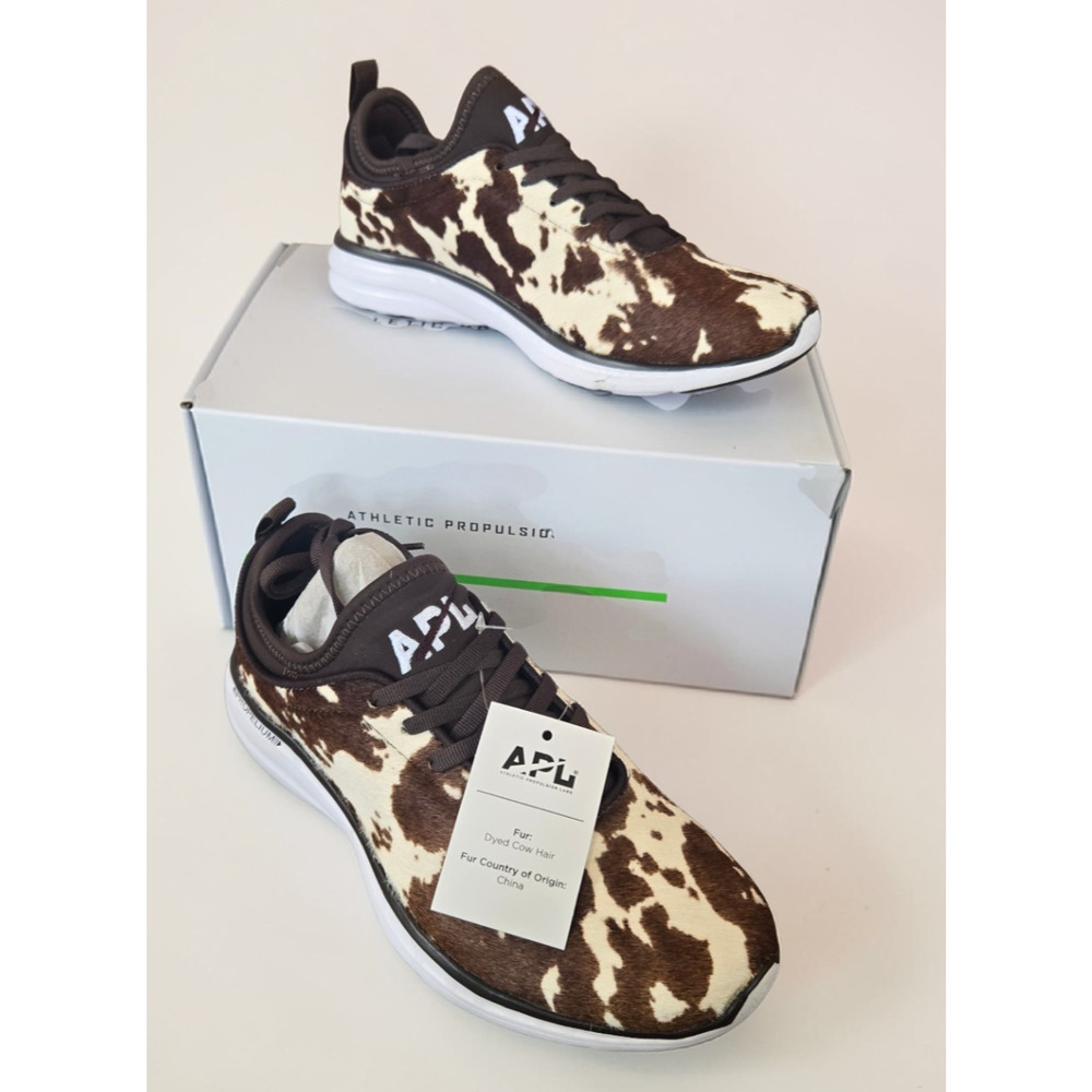 APL Women's Iconic Phantom Cow Print Fur Hair Sneaker Shoes Size 7.5 New
